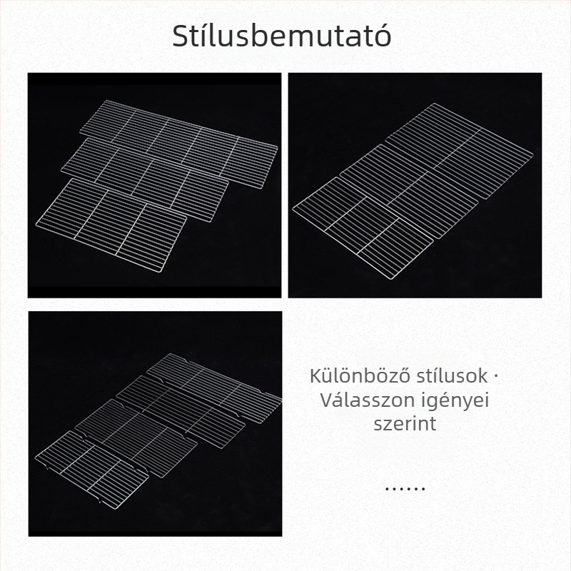 Rozsdamentes acél BBQ grill háló — lineáris grillrács sütőhöz és grillhez, csirkéhez