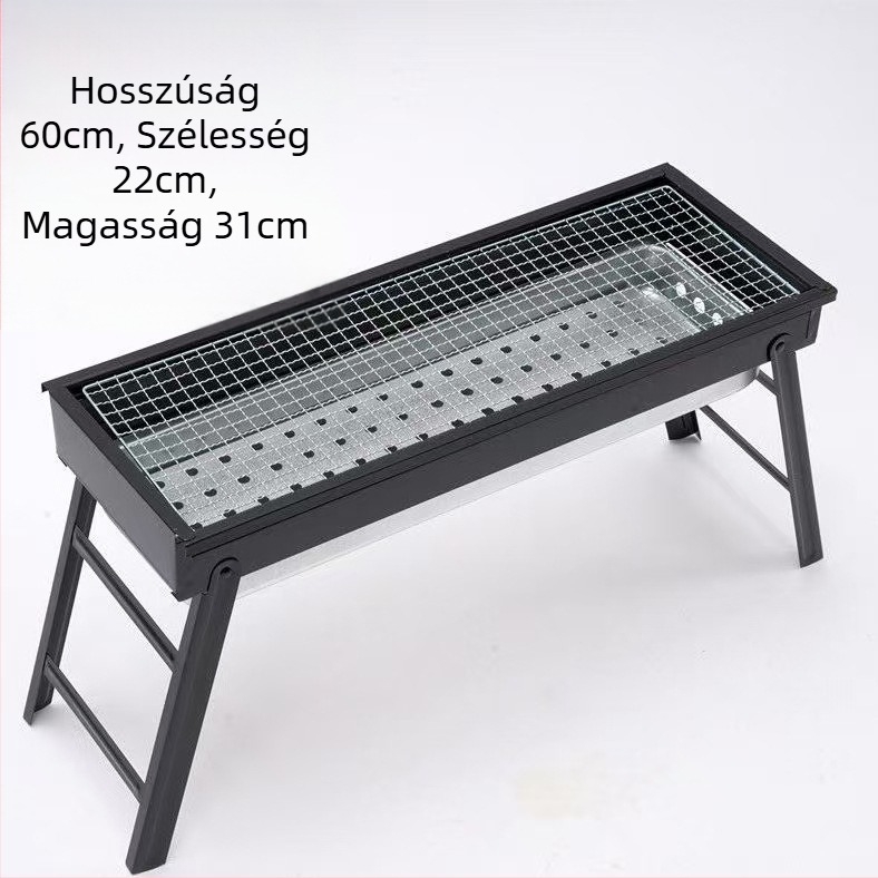 Hordozható, összecsukható faszenes grill kültéri használatra, füstmentes, kompakt háztartási grill nyársakhoz