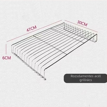 Rozsdamentes acél grillkosár és rács halakhoz és húsokhoz, négyszögletes és kerek formájú