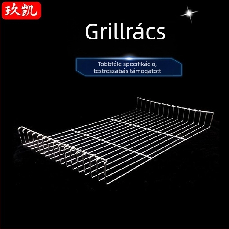 Rozsdamentes acél grillkosár és rács halakhoz és húsokhoz, négyszögletes és kerek formájú