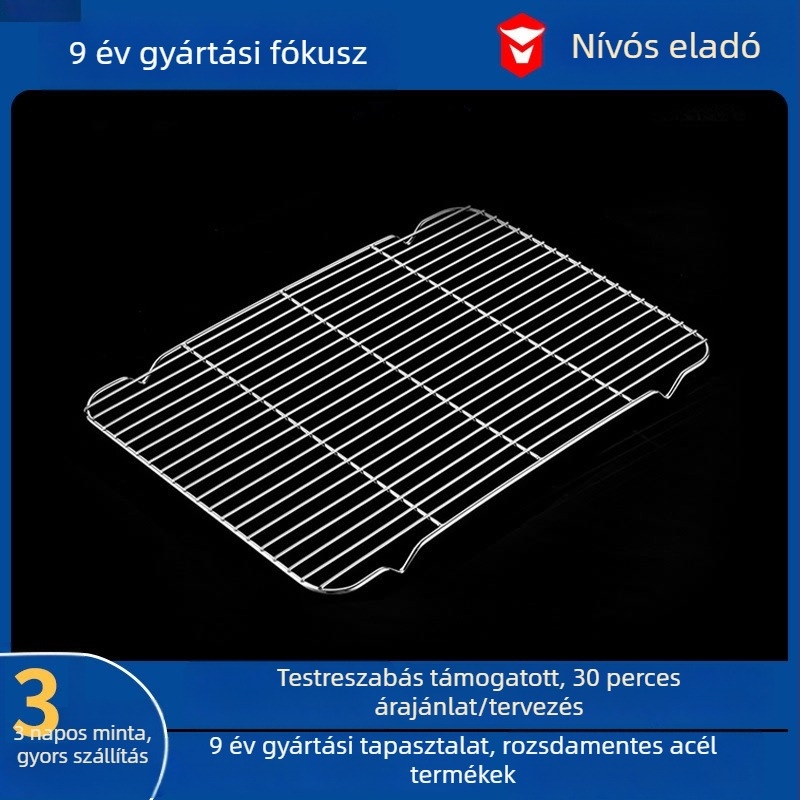 304 rozsdamentes acél sütőedény tartó lábakkal, hordozható beltéri többfunkciós olajlevezető rács grillsütőhöz
