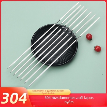304 élelmiszer-minőségű rozsdamentes acél grillnyársak, lapos kivitel, bárányhoz