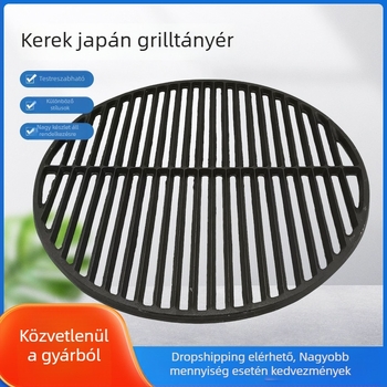 Öntöttvas kör alakú grill tál, bevonat nélküli, tapadásmentes felülettel, barbecue-hoz és kebabhoz