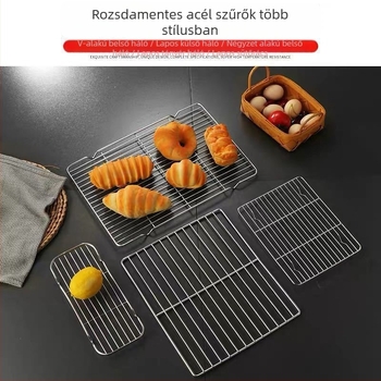 Rozsdamentes acélból készült téglalap alakú grillsütő rács olajleeresztő hálóval és nyársakkal, hordozható
