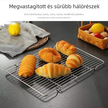 Rozsdamentes acélból készült téglalap alakú grillsütő rács olajleeresztő hálóval és nyársakkal, hordozható