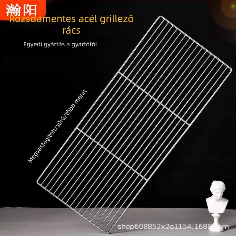 304 rozsdamentes acél téglalap alakú BBQ grillháló füstölt húsokhoz, koreai stílusú grill
