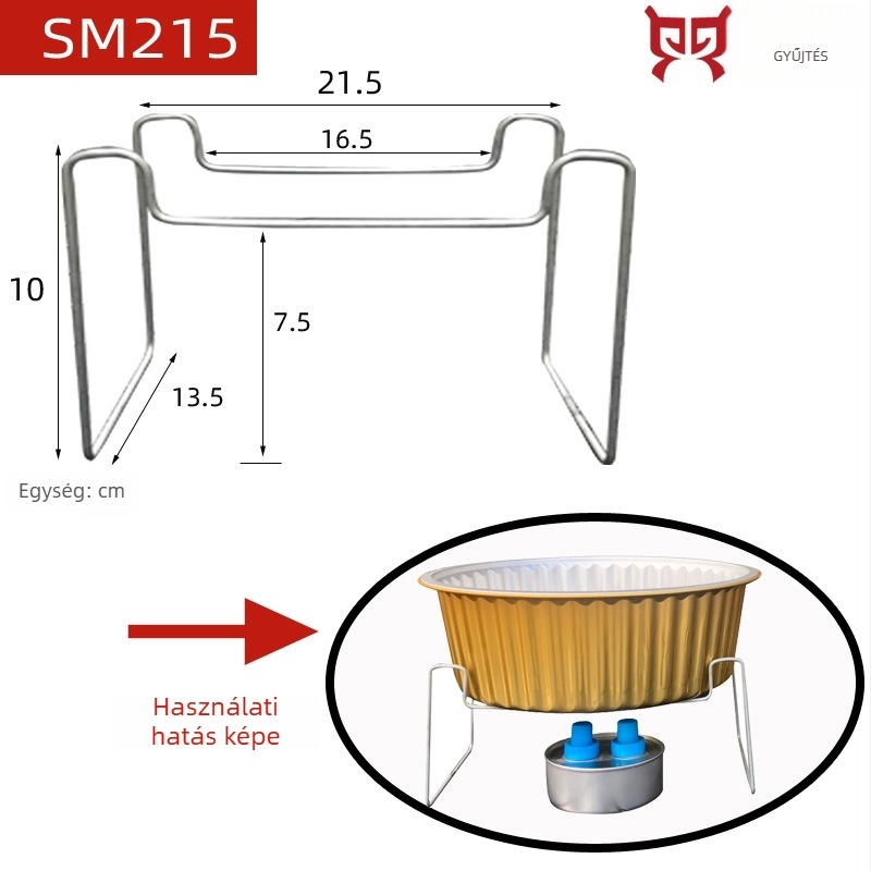 SM215 Hordozható acél állvány Bullfrog Hot Pot-hoz, 250 mm kerek fazék, grill hal fóliás tál, egyszer használatos acélkeret