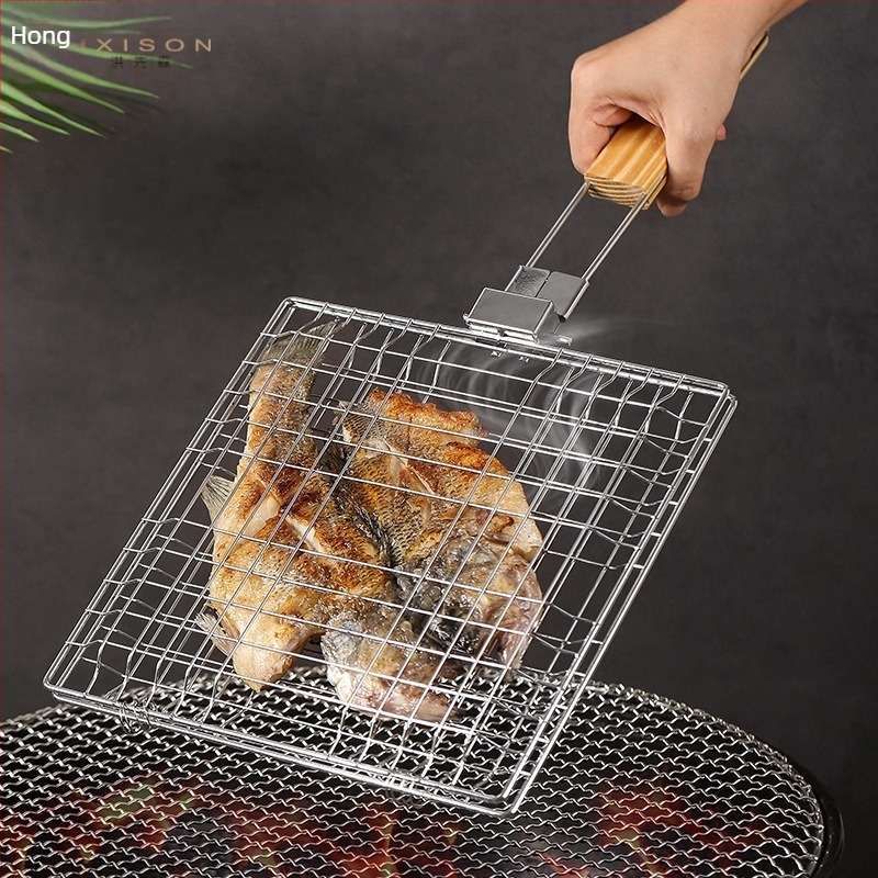 Összecsukható rozsdamentes acél halgrillklipsz