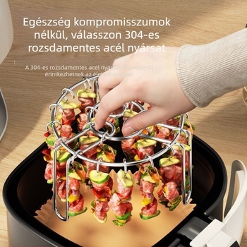 304 rozsdamentes acélból készült függőleges nyárs-tartó grillhez, légsütőhöz és háztartási sütőhöz