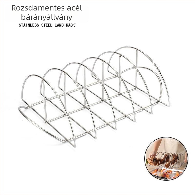 Rozsdamentes acélból készült, vastított 5 rekeszes grillrács steak- és bárány szeletekhez