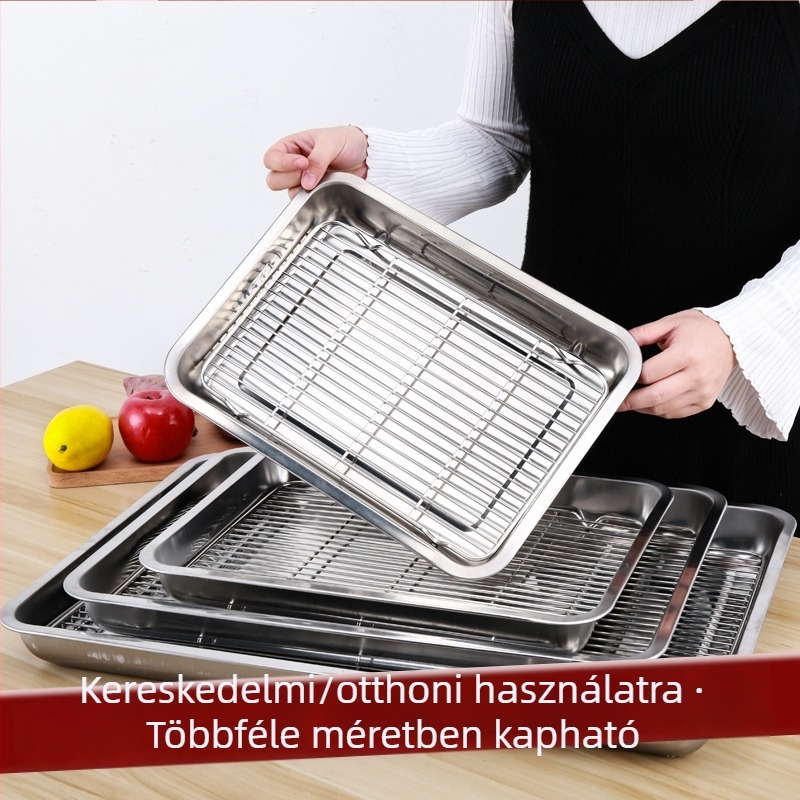 Rozsdamentes acél kenyérsütő és torták hűtő rács, lábakkal, 60×40 cm