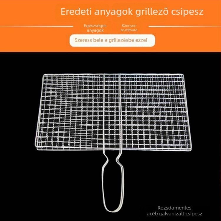 Rozsdamentes acél, kétoldalas, kétszintes grillcsipesz halakhoz és zöldségekhez
