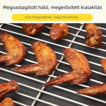 Rozsdamentes acél téglalap alakú grillháló vastag csíkokkal, sütőrács – levehető, könnyen tisztítható, bevonat nélküli, korrózióálló
