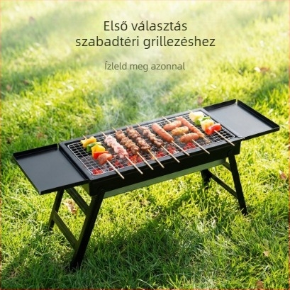 Szénbarbecue, hordozható, füstmentes kültéri grillezésre kempinghez és teraszhoz