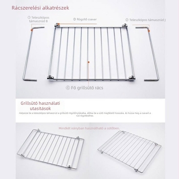 Személyre szabott rozsdamentes acél sütőháló panel grillezéshez – négyszögletes, sütőbe való használatra