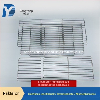 304 rozsdamentes acél grill- és sütőháló, kültéri használatra, sűrű háló, méretek: nagy/közepes/kis