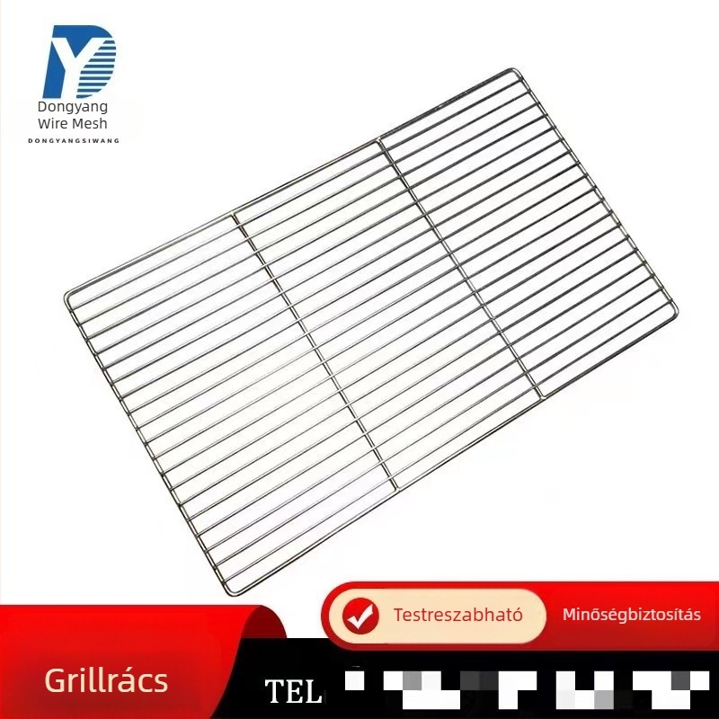 304 rozsdamentes acél grill- és sütőháló, kültéri használatra, sűrű háló, méretek: nagy/közepes/kis