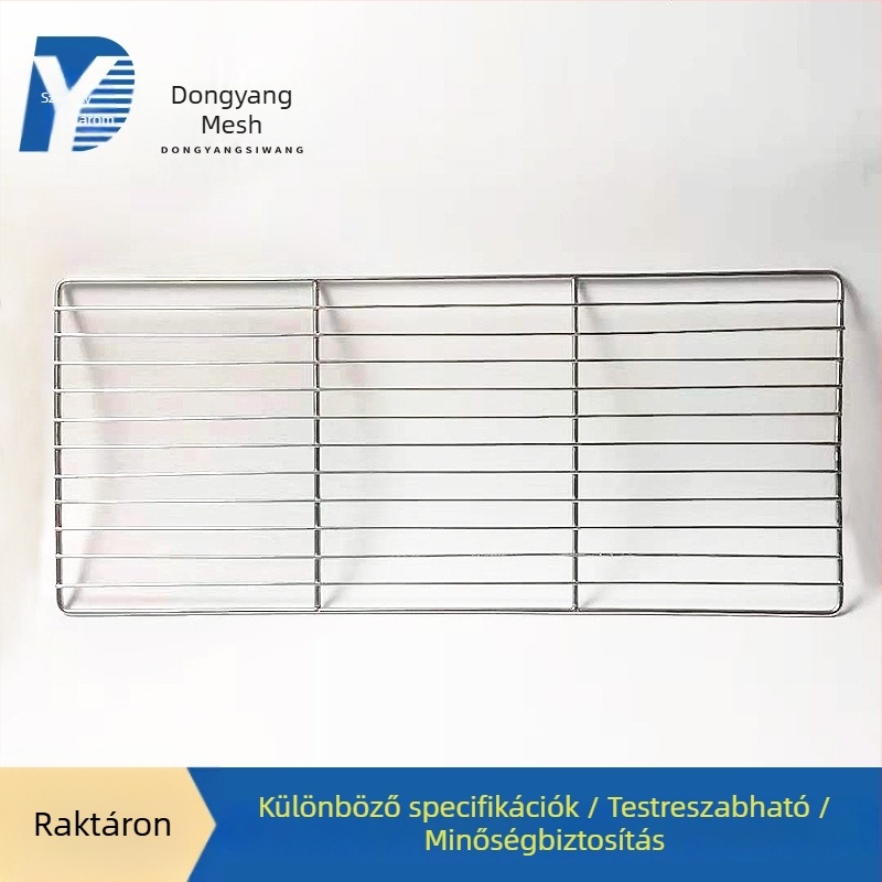 304 rozsdamentes acél grill- és sütőháló, kültéri használatra, sűrű háló, méretek: nagy/közepes/kis