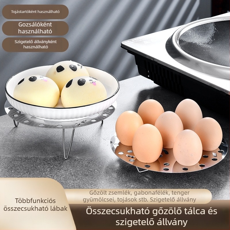 Rozsdamentes acél gőzölő rács – tojás és zöldség számára, multifunkcionális gőzölő rács edényekhez