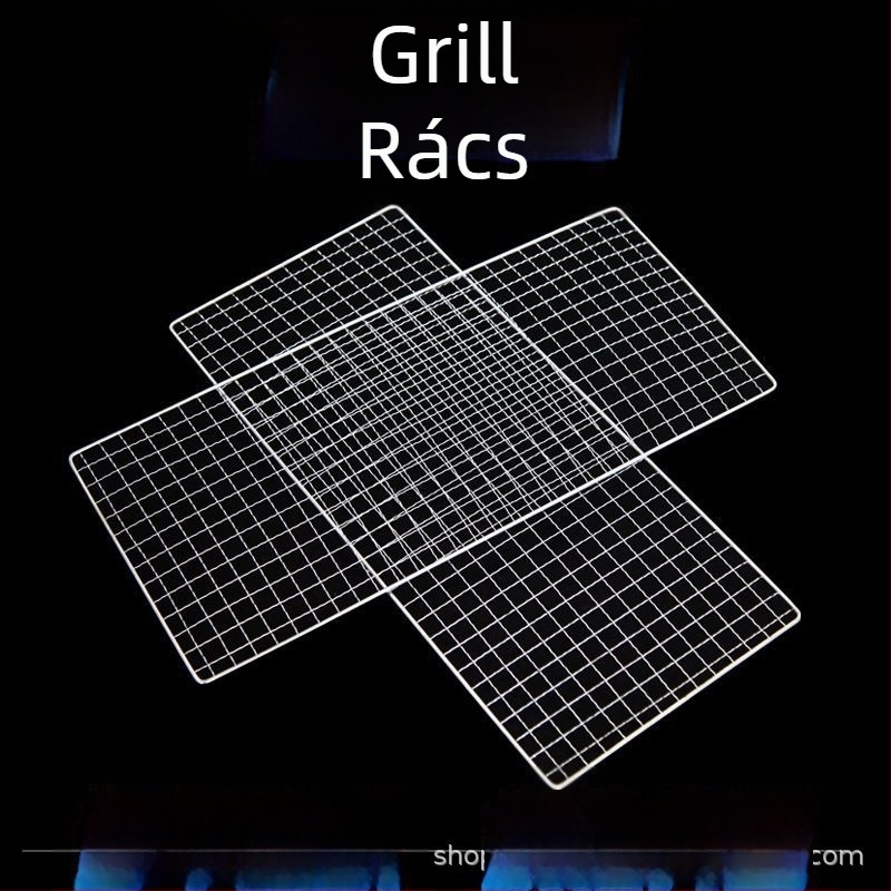 Rozsdamentes acél BBQ háló zöldségekhez, halhoz és húsokhoz – vastag sodrott drótos grillrács