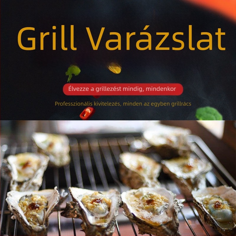Rozsdamentes acél BBQ háló zöldségekhez, halhoz és húsokhoz – vastag sodrott drótos grillrács