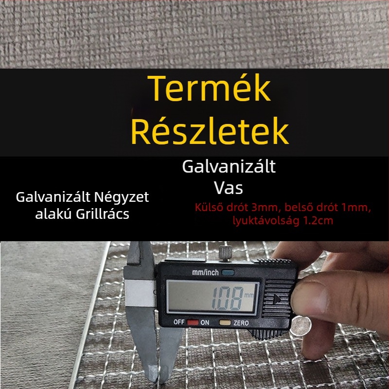 Rozsdamentes acél BBQ háló zöldségekhez, halhoz és húsokhoz – vastag sodrott drótos grillrács