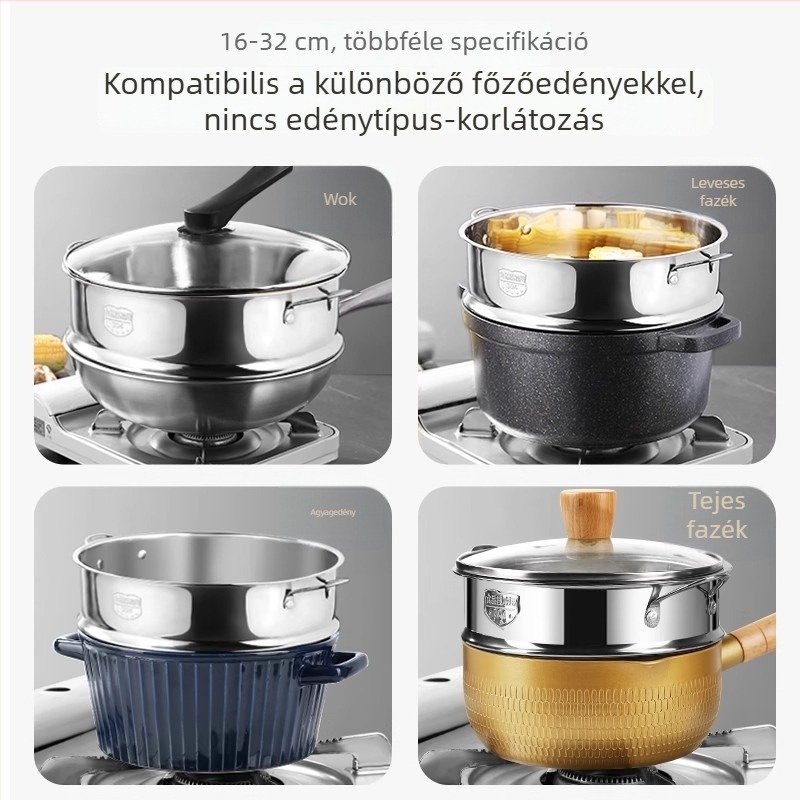 304 rozsdamentes acél gőzölő rács otthoni használatra, univerzális gőzölő tálca