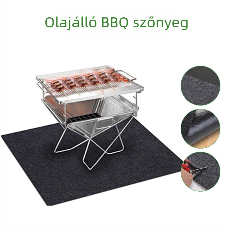 Kültéri tűzálló grill alátét, hőálló, tapadásmentes és olajtaszító, tűzrakóhelyekhez
