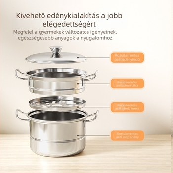 Mini rozsdamentes acél konyhai gőzítő készlet játékhoz, három rétegű