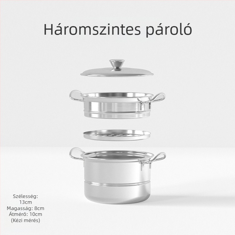 Mini rozsdamentes acél konyhai gőzítő készlet játékhoz, három rétegű