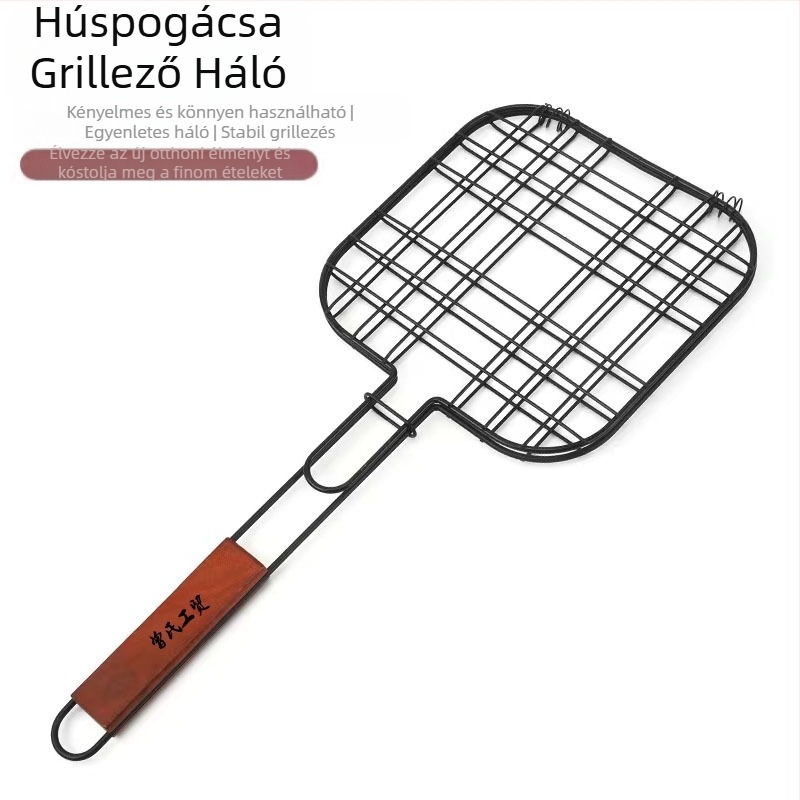 Edzett huzalból készült húspogácsa grillháló, halklipsz – kültéri barbecue rács és grill eszközök