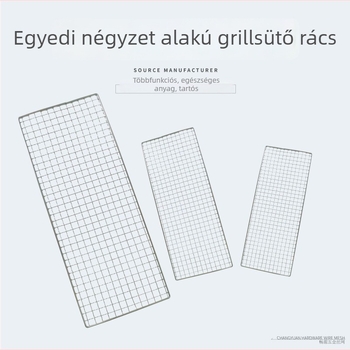 Személyre szabott vastagított téglalap alakú galvanizált grillháló kempingezéshez és kültéri grillezéshez, rozsdamentes és tartós