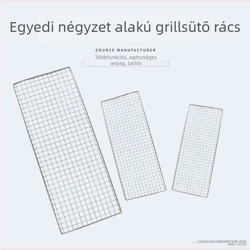 Személyre szabott vastagított téglalap alakú galvanizált grillháló kempingezéshez és kültéri grillezéshez, rozsdamentes és tartós