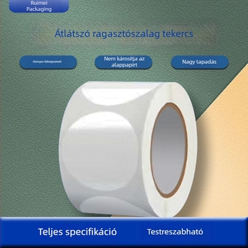 Átlátszó kör alakú PVC öntapadós címkék, vízállóak, könnyen leválaszthatóak és újra felhasználhatóak, külső csomagoláshoz és vonalkódokhoz, 20 mm vagy 25 mm, tekercsen 500 címke.