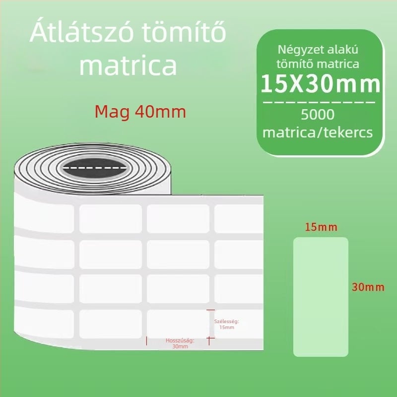 Átlátszó kör alakú PVC öntapadós címkék, vízállóak, könnyen leválaszthatóak és újra felhasználhatóak, külső csomagoláshoz és vonalkódokhoz, 20 mm vagy 25 mm, tekercsen 500 címke.