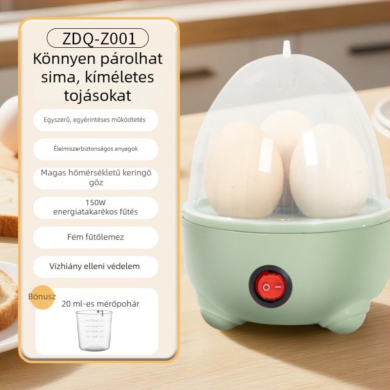 Családi kompakt elektromos tojásfőző és multifunkcionális tojásgőzölő, mini tojásfőző otthoni használatra