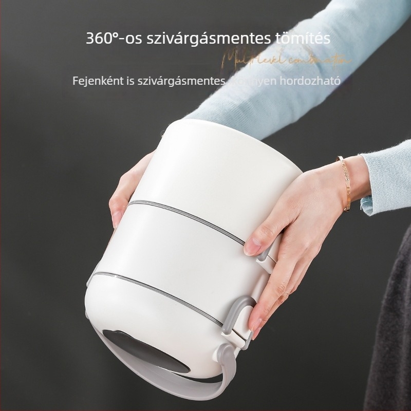 304 rozsdamentes acélból készült, szigetelt ebédes doboz zárható elválasztóval, többszintes dizájn, nagy kapacitású