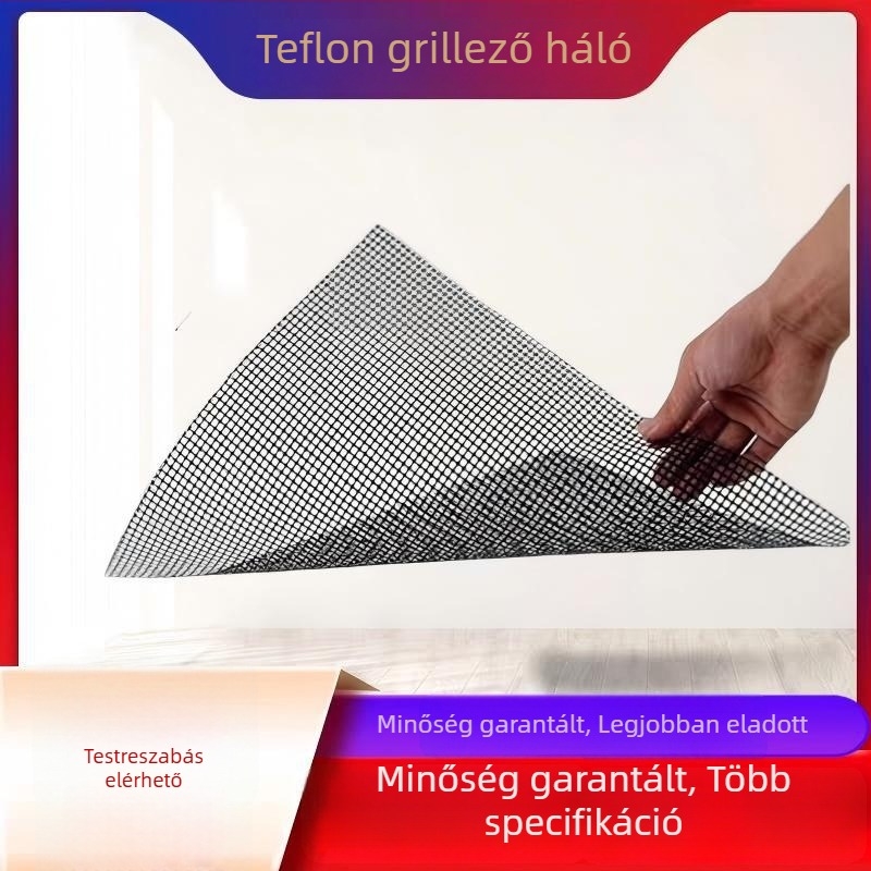 Teflon grillsütő-háló matrac üvegszálas alappal, 260°C-ig hőálló, ipari osztályú