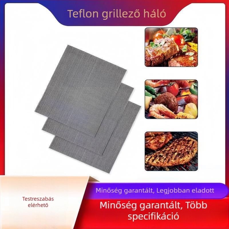 Teflon grillsütő-háló matrac üvegszálas alappal, 260°C-ig hőálló, ipari osztályú