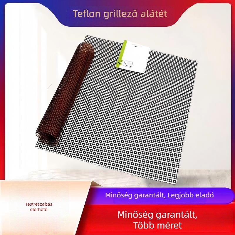 Teflon grillsütő-háló matrac üvegszálas alappal, 260°C-ig hőálló, ipari osztályú