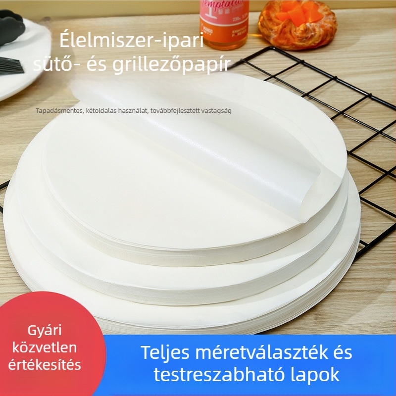 Kör alakú sütőpapír szilikon bevonattal, zsírt felszívó, tapadásmentes, otthoni használatra