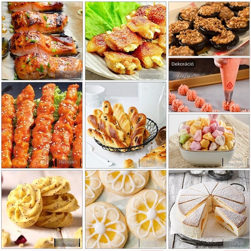 Konyhai szilikonos sütőpapír sütéshez és grillhez, élelmiszer-minőségű