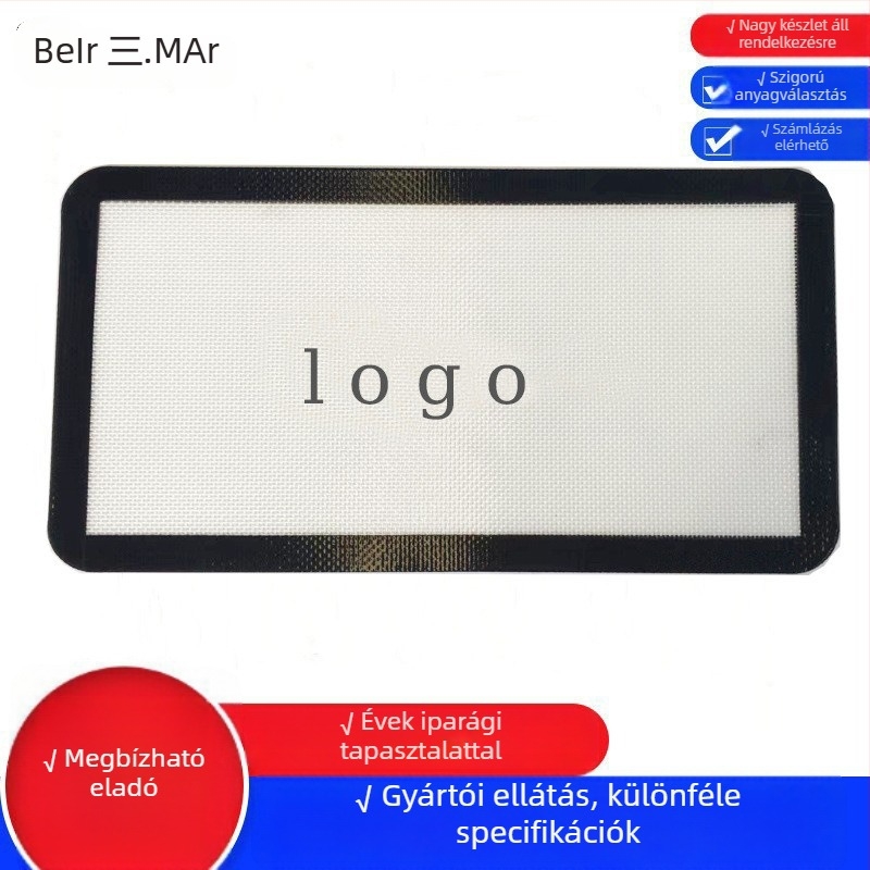 Szilikon sütőmatrac, tapadásmentes, teljes méret, 33,8 × 17,8 cm, magas hőállóság, négyzet alakú, fekete