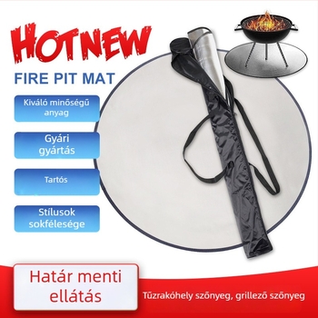 Kör alakú, vastagított tűzálló védőmatrac grillsütőhöz, szilikon bevonattal és alumíniumfóliás szigeteléssel, lángálló és magas hőmérséklet-ellenálló.