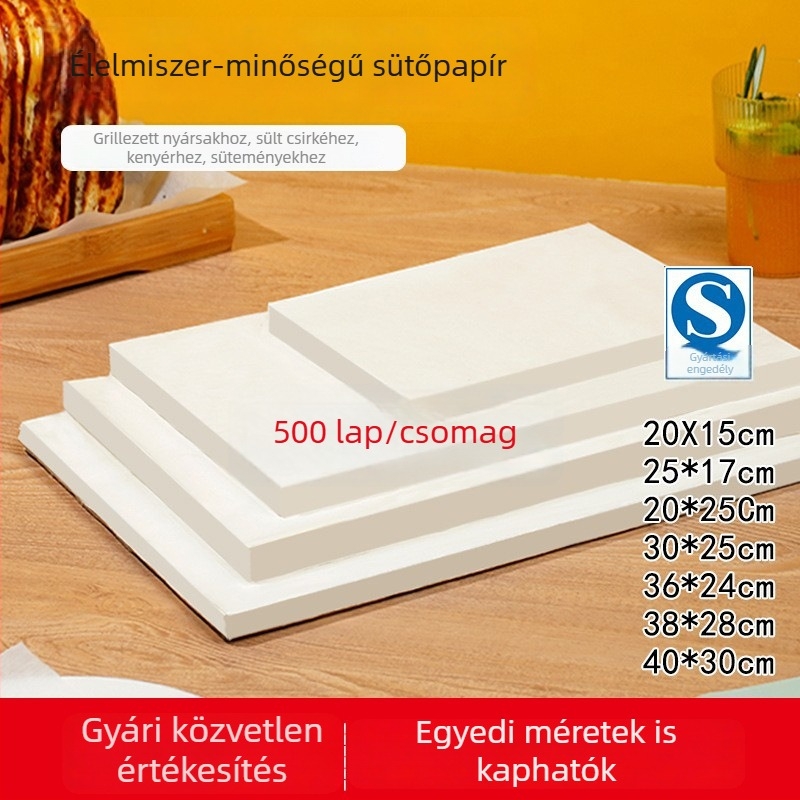 Zsírfelszívó sütőpapír sütéshez, alátét kenyérhez és tortához, nyársakhoz