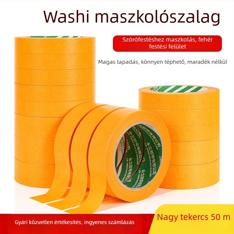 50 m sárga maszkoló papírtapasz autó- és bútorfestéshez, nagy tapadással