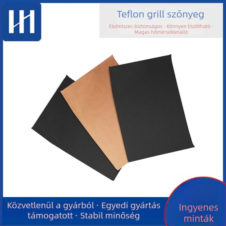 Nem tapadó üvegszálas grillmatrac kültéri használatra, többfunkciós, magas hőállóságú Teflon bevonattal