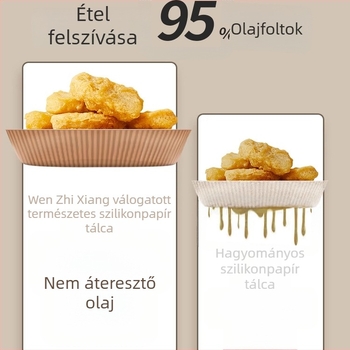 Silikonnal bevont sütőpapír olajfelszívó réteggel, sütő és légsütő használatra