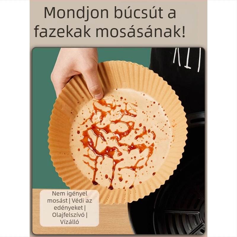 Silikonnal bevont sütőpapír olajfelszívó réteggel, sütő és légsütő használatra