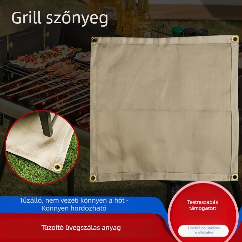 Kültéri üvegszálas lángálló anyag kempingezéshez és grillhez, tűzvédelmi textil és alátét a tűzhelyhez